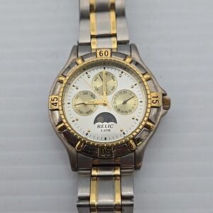 Relic Wet Men ZR15274 Multifunction Moon Phase Two Tone 38mm Quartz Watch